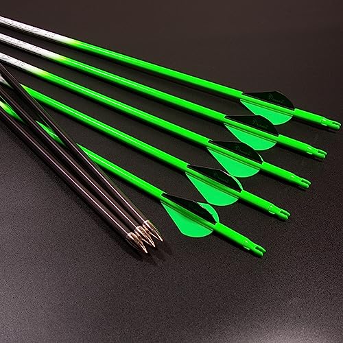 QunYing Green Carbon Arrows for Compound Recurve Bow 30 Inch Spine300 (Pack of 12)