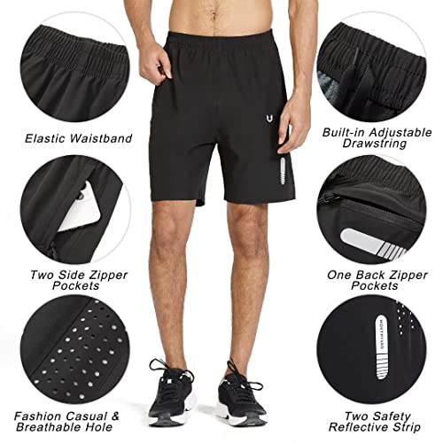 Men's Athletic Running Shorts with Zipper Pockets - Quick Dry & Breathable
