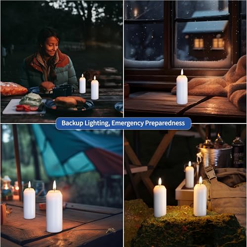 Emergency Candles - 15H Unscented White Pillar - 3 Pack with Notch-Head