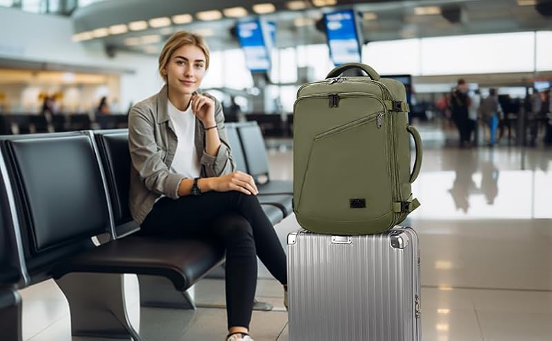 MATEIN Olive Green Expandable Travel Backpack Large Carry-On Bag
