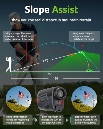Golf Rangefinder with Slope, 800 Yards, 6X Magnification, Vibration Alert