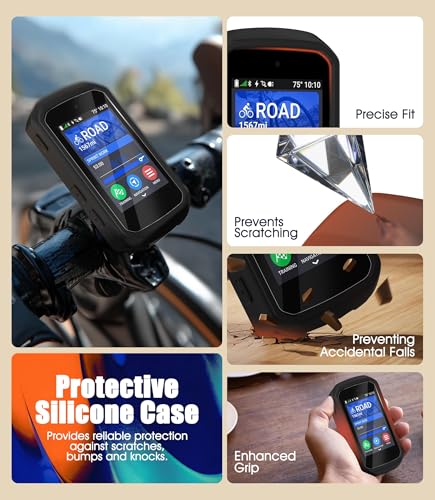 Ermorgen Black Silicone & Tempered Glass Screen Protector Pack for Garmin Edge 850/550 - 3-in-1