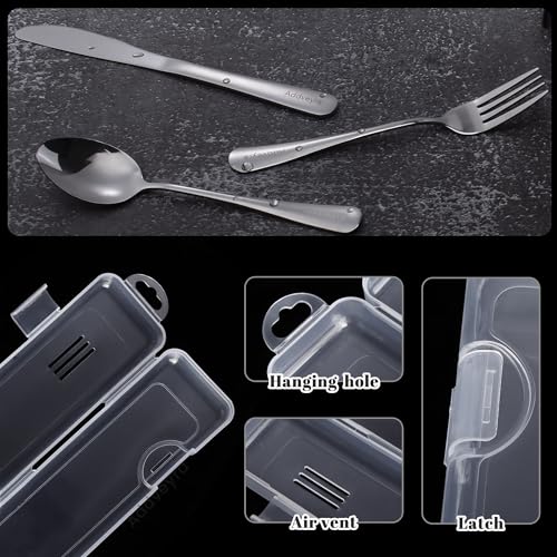 Stainless Steel Travel Utensils Set with Case - Knife, Fork, Spoon