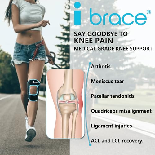 i BRACE Large Adjustable Knee Brace for Pain Relief, Tendon Support & Stability