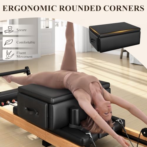 Pilates Box for Reformer - 400 lbs Capacity, Solid Wood & Steel