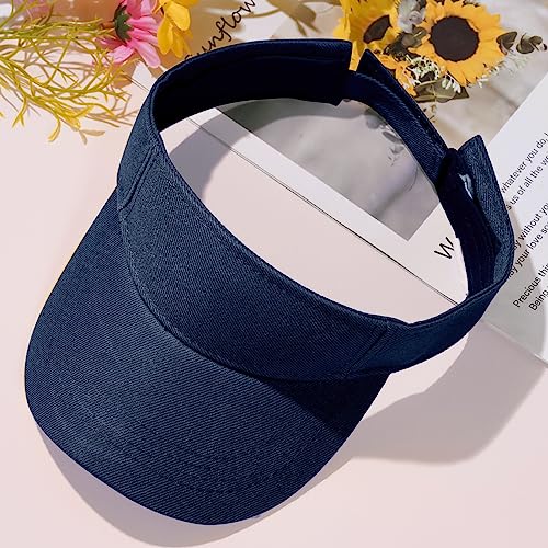 Adjustable Sport Visors Sun Hats - Navy Blue, One Size