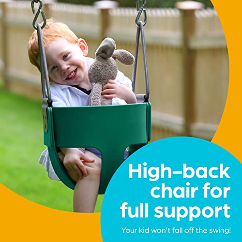 Heavy Duty Baby Swing - High Back Full Bucket Seat - Green