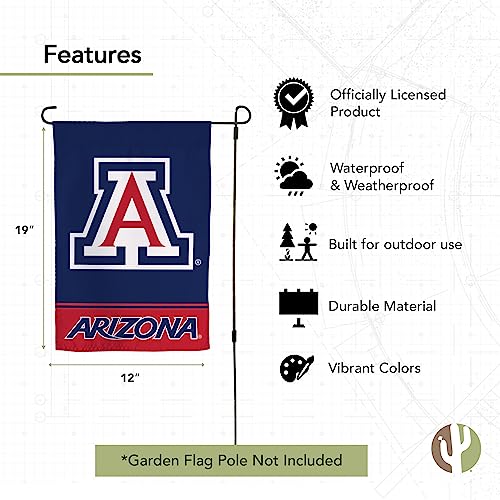 Desert Cactus University of Arizona Garden Flag Blue A Double-Sided 3-Ply Outdoor Flag
