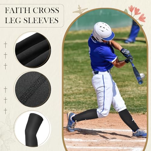 Compression Leg Sleeve - Faith Cross Design for Sports - Black