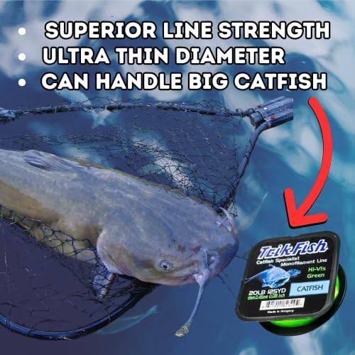 Premium Catfish Fishing Line – Hi-Vis Green Monofilament, 20lb, 125 Yards