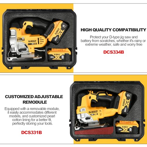 Case for Dewalt Jigsaw Power Tool - Waterproof Hard Tool Box for Dewalt 20V Jig Saw DCS334B | DCS331B, Power Tool Combo Kit Bag 20V Max Cordless Jig Saw Set(Case Only)
