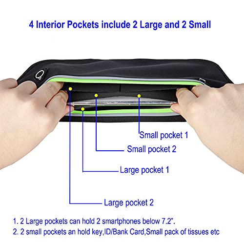 Slim Running Belt - Waterproof Fanny Pack Waist Pouch - Black