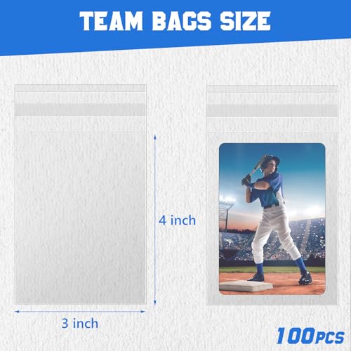 Trading Card Team Bags for 3x4 Inch Top Loaders - 100 Pcs Standard