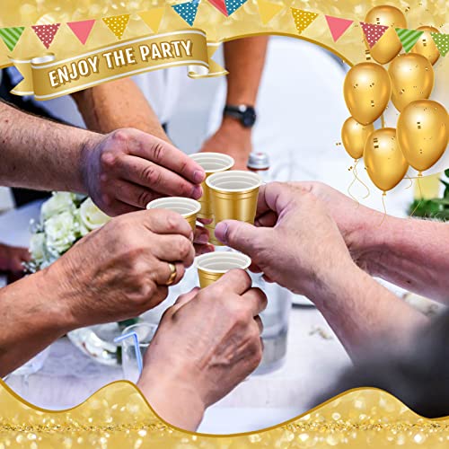 Roshtia 100 Pack 2 Oz Plastic Shot Glasses,Gold
