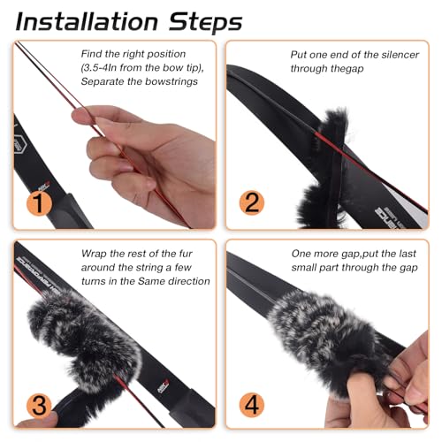 Bowstring Silencer - Black with White Otter Hide Dampener