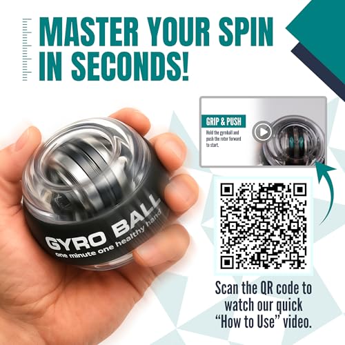 Gyroscopic Wrist Exerciser - Torque Ball Hand Trainer - Black
