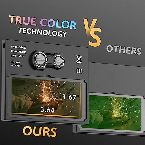 TOOLIOM Auto Darkening Welding Helmet True Color Solar Powered with Adjustable Shade 4/9-13 for TIG MIG Stick