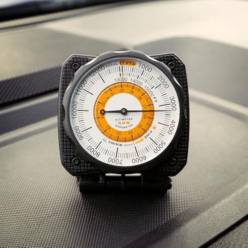 Dashboard Altimeter and Barometer - Accurate Readings up to 15,000 Feet