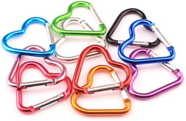 Heart-Shaped Aluminum Carabiner Clip - Heavy Duty Keyring Hook - Pink
