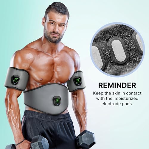 Fitness Belt - Powered Muscle Stimulator for Home Use, Grey
