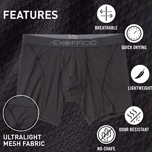 ExOfficio Men's Give-N-Go Sport Mesh Boxer Briefs 6'' Medium Black