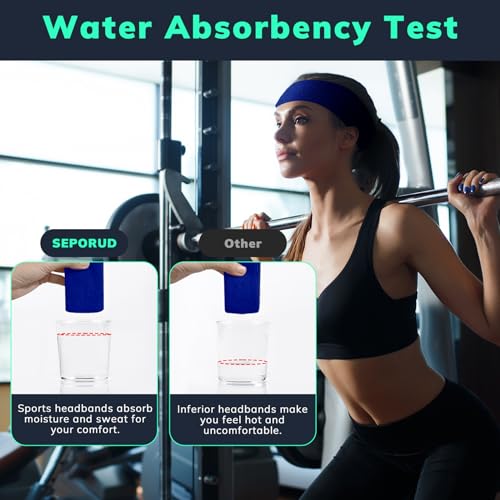 Moisture-Wicking Sports Headbands - Terry Cloth, 3 Blue