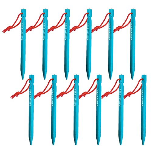 Heavy Duty Tent Stakes - 12 Pack Lightweight Aluminum Pegs - Blue