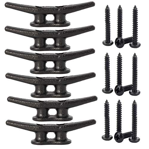 VEITHI 4 inch Dock Cleats, 6 Pack Black with Hardware, Marine Boat Tie Down Cleats