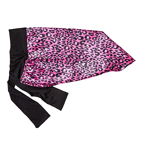 Kids Satin Braid Bonnet for Long Hair - Comfy Wide Band - Pink Leopard