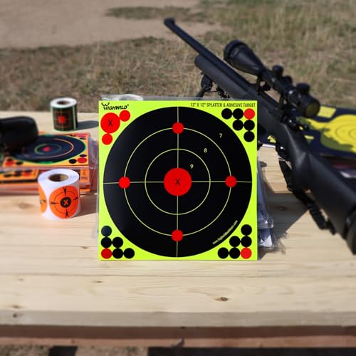 Highwild 12X12 Inch Splatter Adhesive Bullseye Fluorescent Yellow