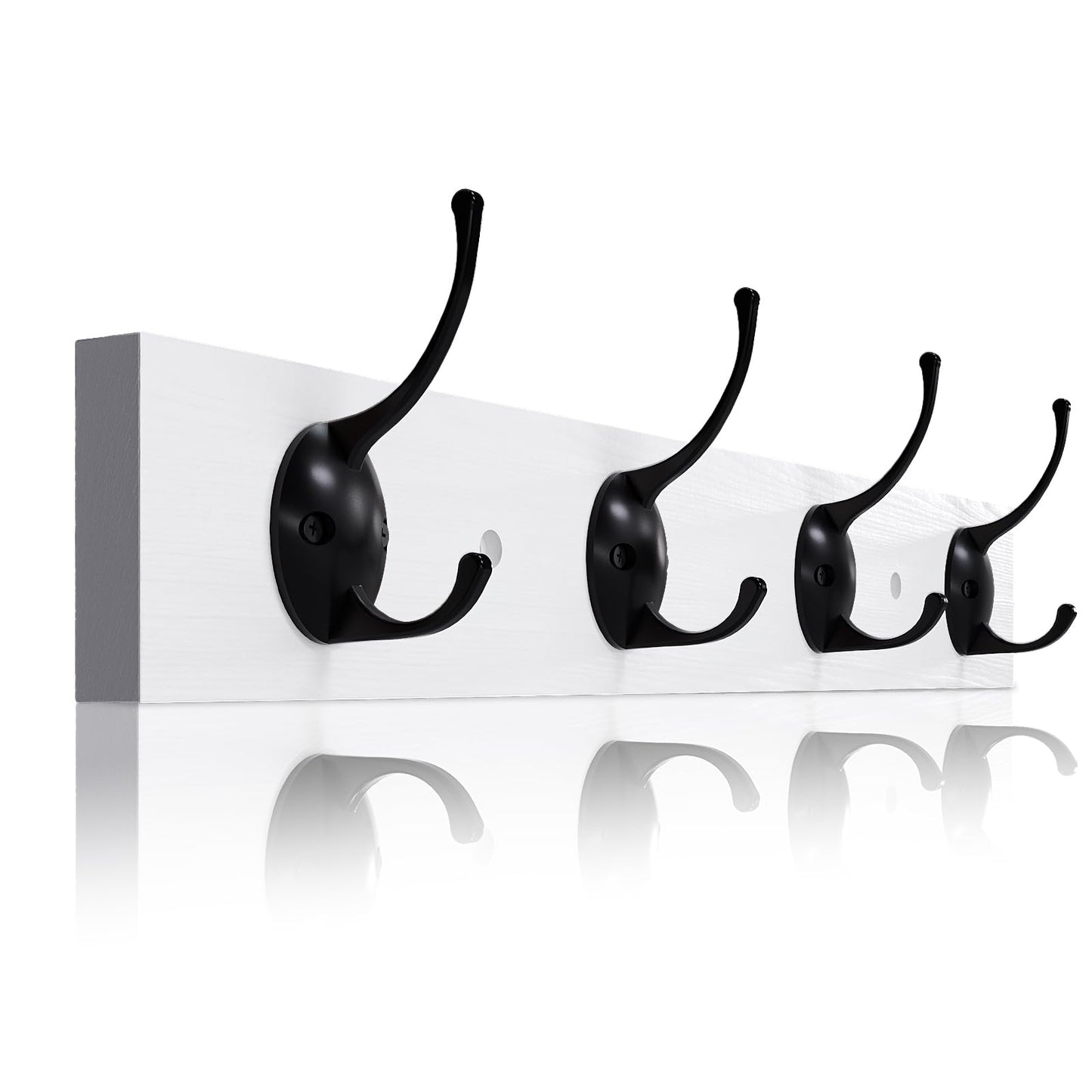 VERTORGAN Coat Hooks Wall Mount,Wooden Wall Hat Rack with 4 Hooks for Hanging Coat,Bag,Towel(White)