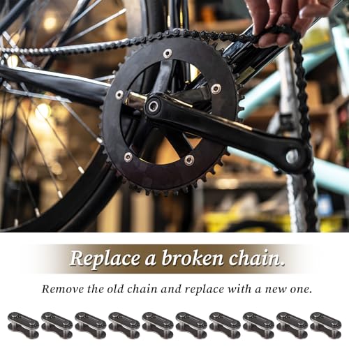 10 Pairs Single Speed Bicycle Chain Master Links - Carbon Steel - Dark