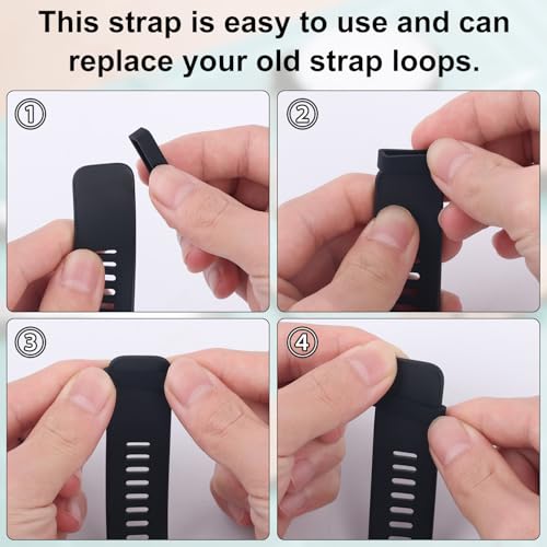 Silicone Watch Band Keepers - 6 Piece Replacement Loop Set - Black