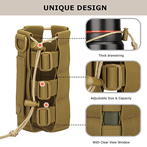 SunForMorning Grey Tactical MOLLE Water Bottle Pouch Hydration Carrier