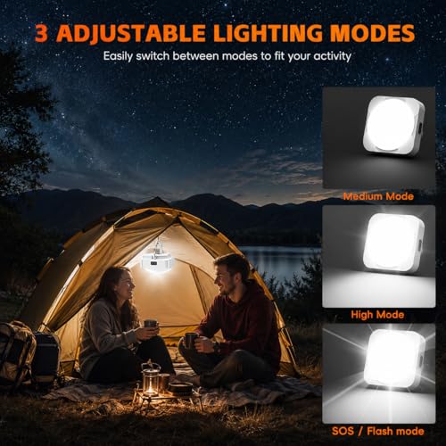 Rechargeable LED Camping Lantern - 2000mAh Battery, Waterproof, White