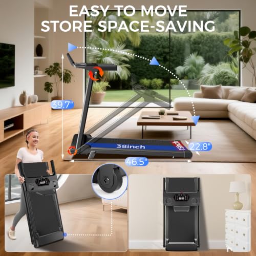 Foldable Treadmill with 12% Incline - Compact & Portable - Black
