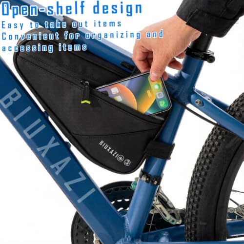 Biuxazi Waterproof Bicycle Frame Bag for Mountain & Road Bikes - Crossbar & Top Tube Storage with Reflective Design