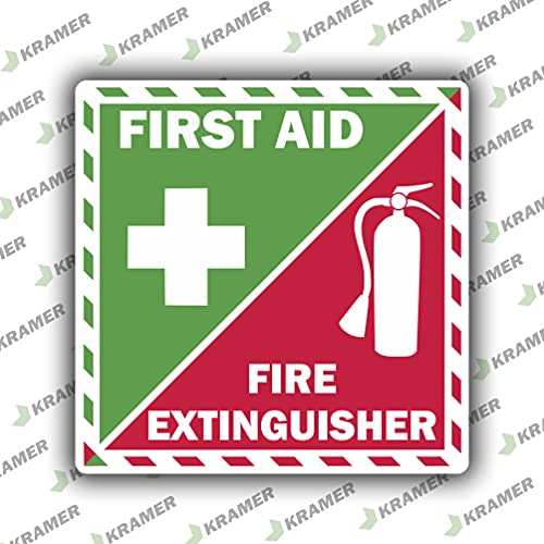 First Aid Fire Extinguisher Inside Vinyl Decal - 3" x 5" Safety Sticker