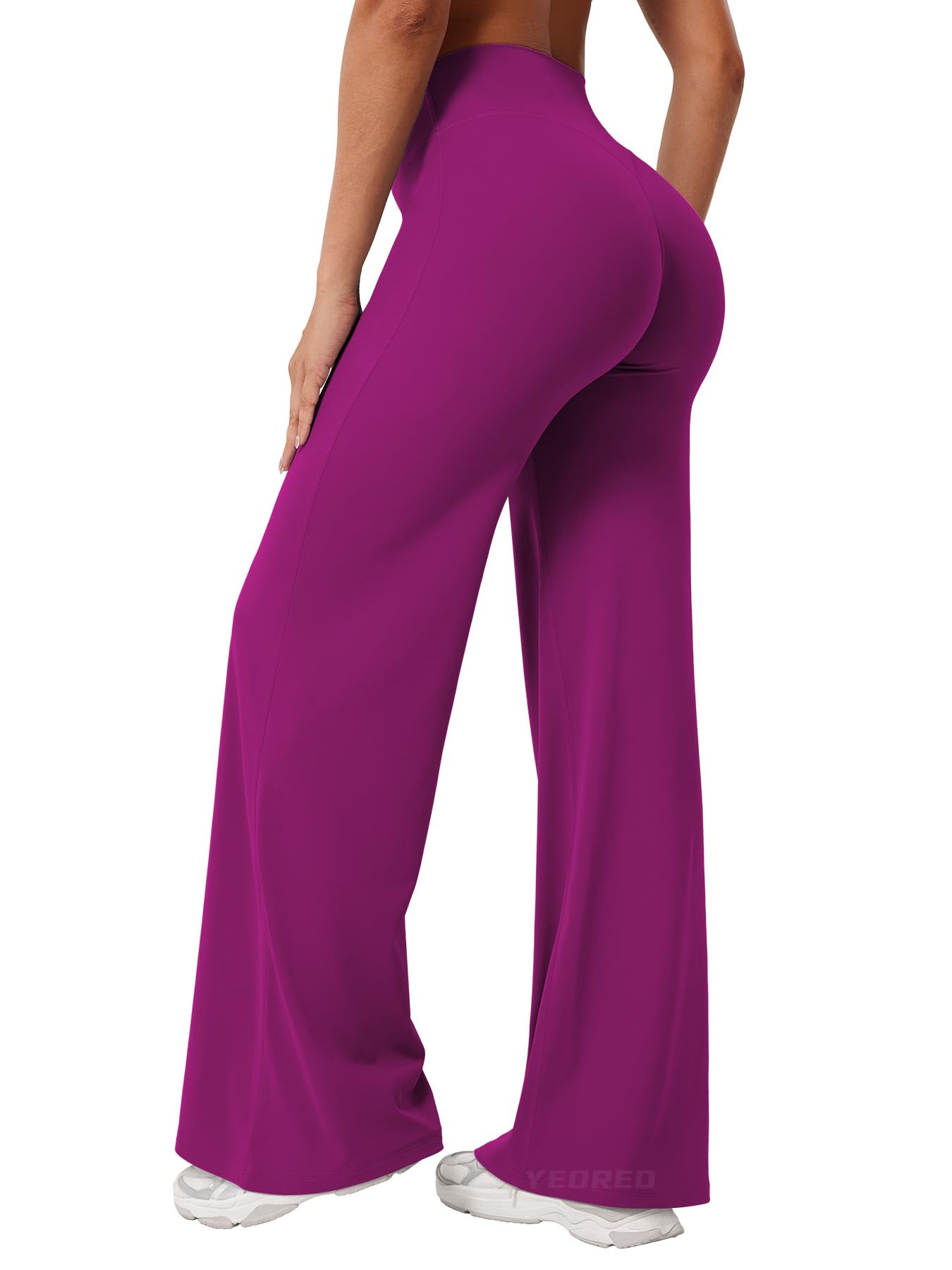 YEOREO Workout Leggings Womens No Front Seam Straight Leggings 31.5" High Waist Buttery Eddiy Gym Yoga Pants Rose Purple XXS