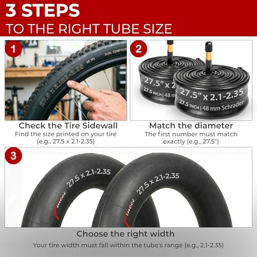 Fincci 27.5 Inch Bike Inner Tubes 2 Pack with 48mm Schrader Valves, Fit 2.1-2.35 Wide Tires