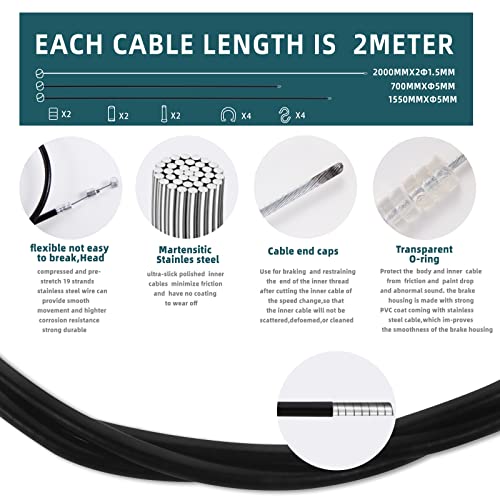 Bike Brake Cable Set - Front & Rear Universal Bicycle Cables