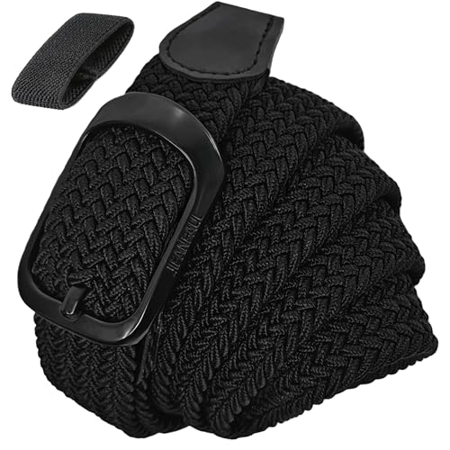 Elastic Braided Belt - Adjustable 42"-48" - Black Buckle