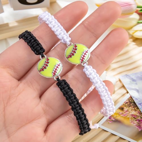 Adjustable Braided Sport Bracelets - Softball Fan Jewelry - 2pcs