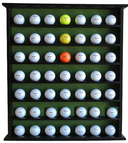 Golf Ball Display Case Rack with Green Felt Background, No Door