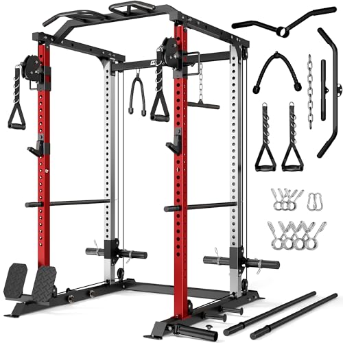 2000LBS Power Cage with Cable Crossover - Red DP01
