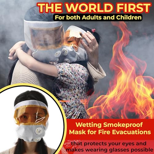 Emergency Fire Escape Smoke Face Cover Mask ? Home Essentials For Survival Rescue Device Protection with Moisture Barrier, Heat-Resistant Goggles, & Calming Extracts (Use it in case of fire)