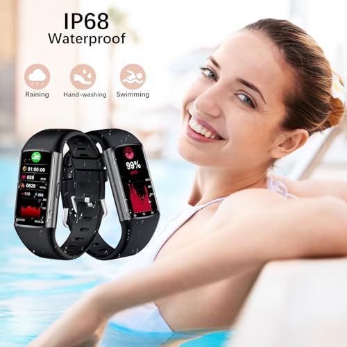 FKGZJF Black Waterproof Fitness Smart Watch with Heart Rate & Blood Oxygen Monitoring
