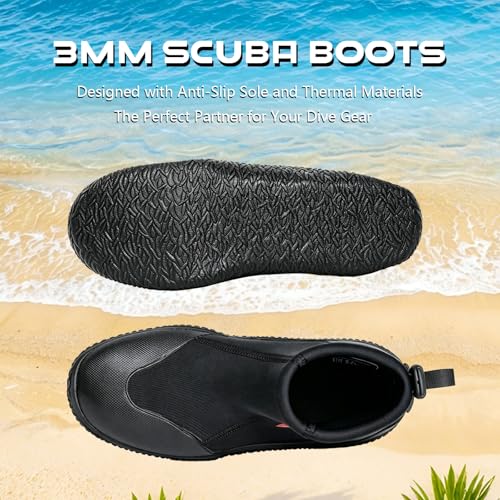 Skyone 3MM Neoprene Dive Boots Men Women, Anti-Slip Rubber Sole, Size 6/7