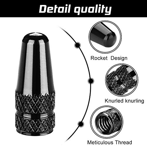 Aluminum Presta Valve Stem Caps for Road & MTB Bikes - Black (4 Pack)