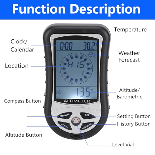 8-in-1 Outdoor Altimeter, Compass, Thermometer & Barometer